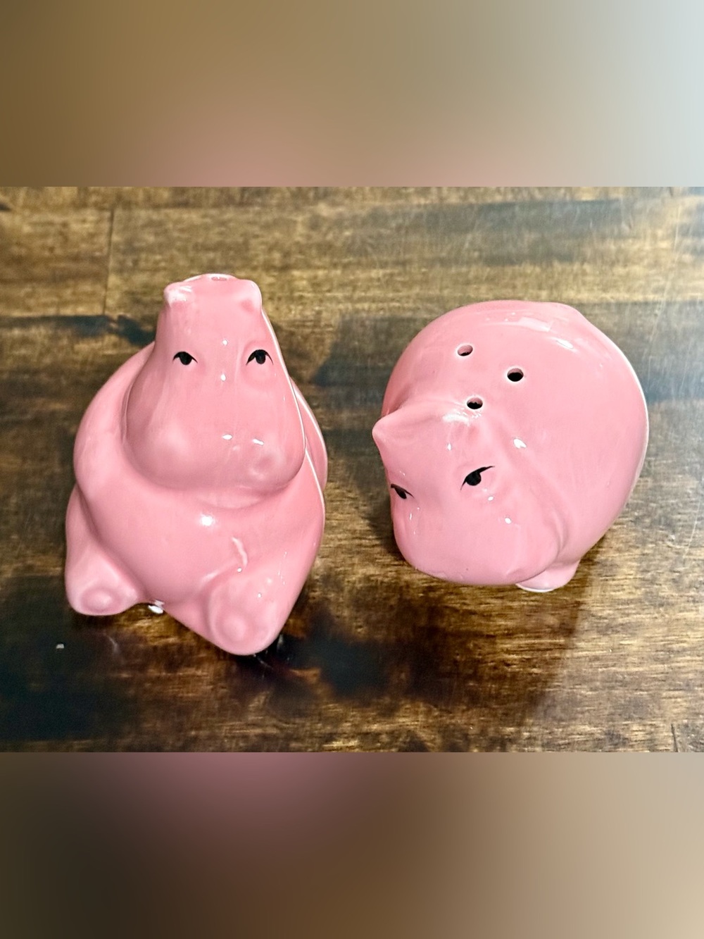 Vintage Pink Fitz & Floyd ‘Happy Hippo’ Salt and Pepper